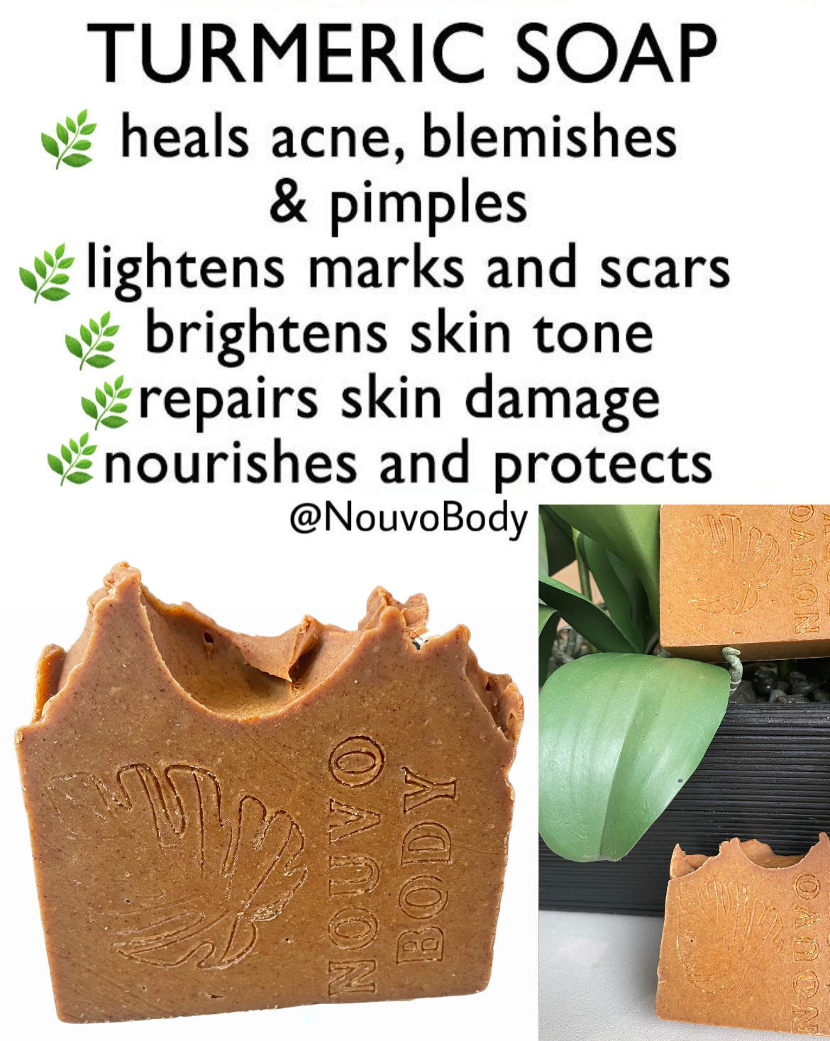 Turmeric + Vitamin C Even skin tone Bar Soap — 2 thick Bars