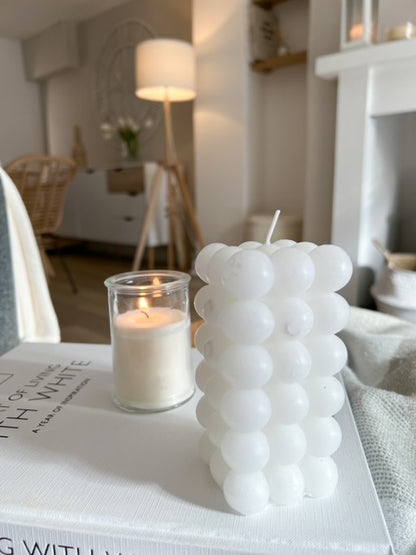 Tall White Bubble Candle