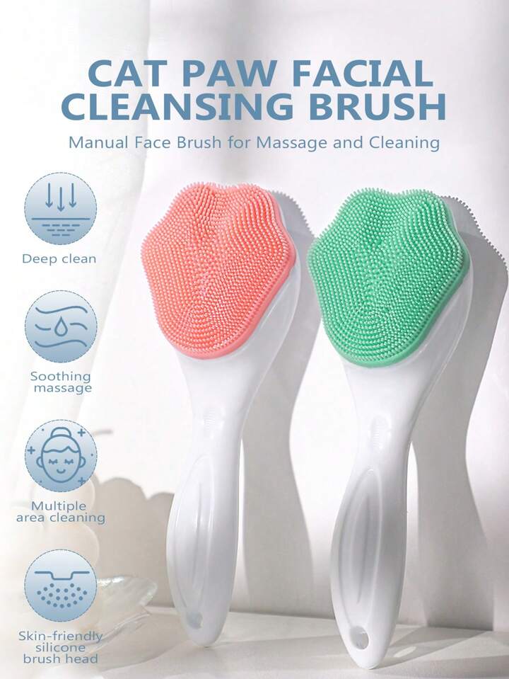 Silicone Green Manual Facial Cleansing Brush